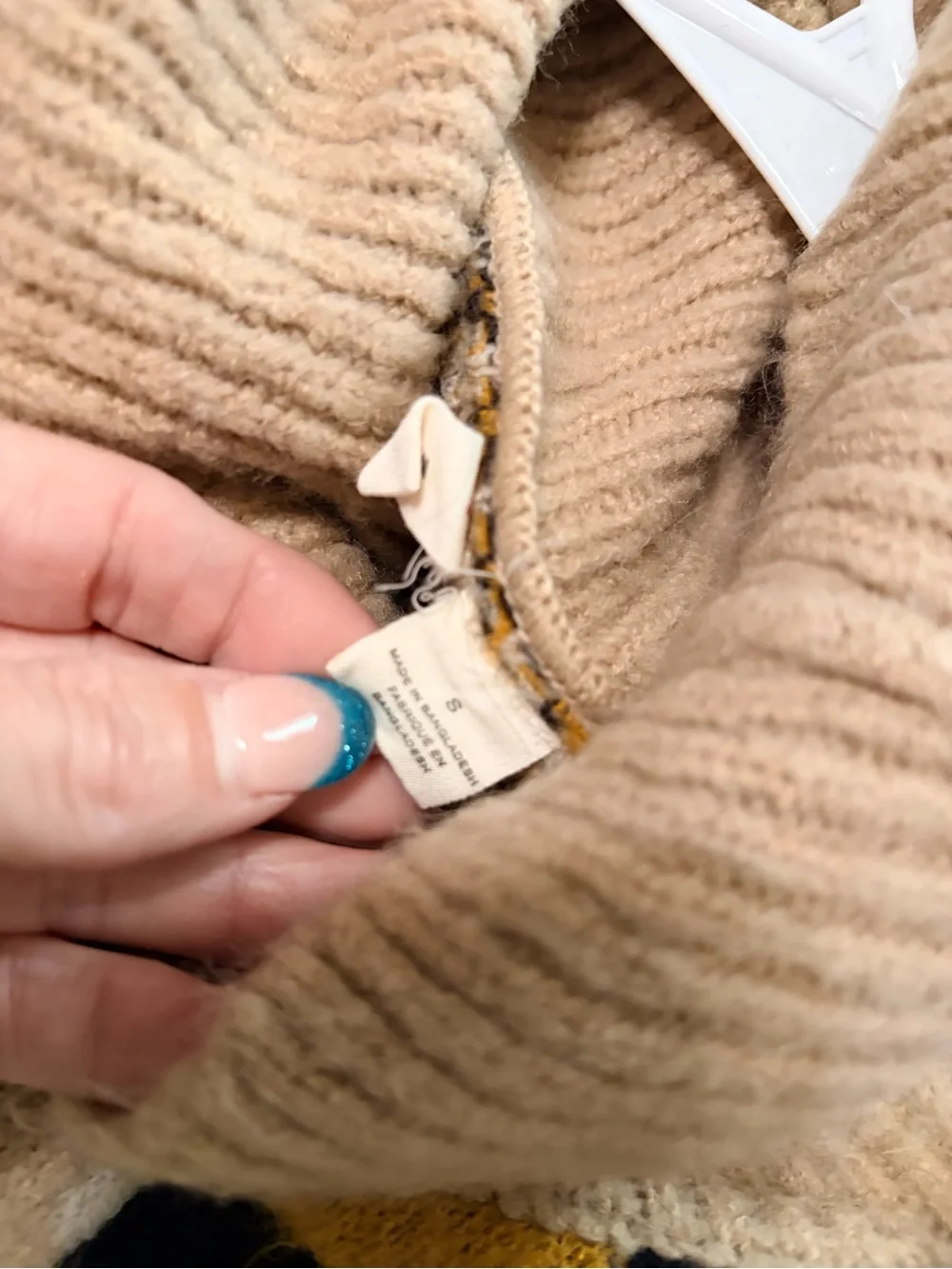 Anthropologie Beige Turtleneck Sweater with Black & Mustard Spots